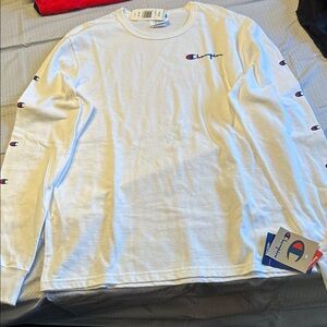 Champion Men's White Long Sleeve Tee